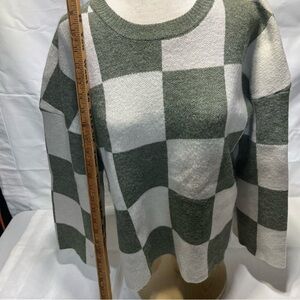 Green and White Checkered Sweater